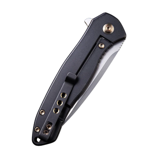 Couteau de poche pliant noir avec manche à accent bleu, lame argentée, clip métallique, design compact et portable pour un usage quotidien - Product Image 6