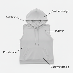 Women Fashion Casual Sleeveless Hoodies pullover Vest Cotton Blend Gym Tank <b>Top</b> Hoodies Custom Colors Wholesale Price vest <b>top</b> - Product Image 6