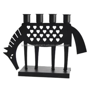 Bougeoir en fer à 4 cônes avec revêtement en poudre noire fini pour l'éclairage de la décoration de la maison et d'autres bocaux de bougeoirs - Product Image 4