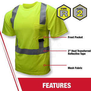 T-shirts de sécurité pour hommes, vêtements de sécurité réfléchissants pour les travailleurs de la construction, des usines et des entrepôts. - Product Image 3