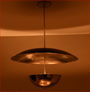 Lustre à disques en laiton chromé poli : Luminaire suspendu moderne à 4 lumières - Product Image 4