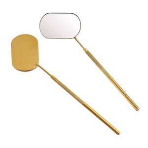 Miroir de Maquillage Rond en Métal Doré Morje, Outil de Beauté à Long Manche pour l'Inspection des Cils et la Formation aux Extensions de Cils - Product Image 1