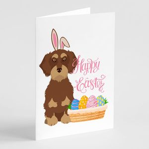 Wirehair Red Tan Dachshund <b>Easter</b> Greeting <b>Cards</b> <b>Pack</b> 8 Whimsical A7 Size 5x7 Blank Note <b>Cards</b> with Envelopes - Product Image 1