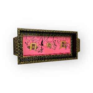 Bandeja de Madera Hecha a Mano, Rectangular, con Arte Folclórico Pintado, Decoración de Pared para el Hogar, Diseño de Caballo Rosa - Product Image 2