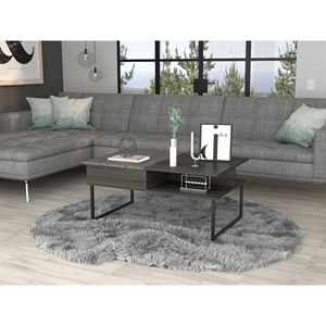 Tavolino da Caffè Carbon Espresso e Onyx con 1 Ripiano Sollevabile, Prodotto Durevole ed Elegante - Product Image 1