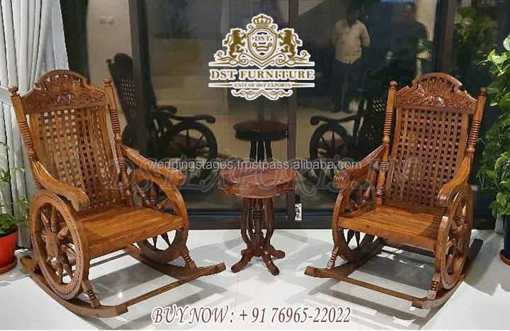 木製手彫り椅子 2脚セット 手彫り 木彫り