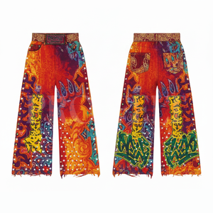Pantalones de chándal unisex de corte holgado, de peso pesado, con dobladillo desgastado, a la moda y con estilo, personalizados, al por mayor - Product Image 2