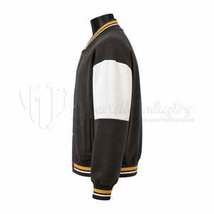Chaqueta Varsity Unisex Personalizada con Bloques de Color, Mangas en Contraste, Botones a Presión, Cuello Mao, Transpirable, Resistente al Viento y Ecológica - Product Image 5