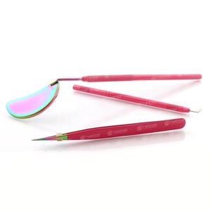 Pinzas de pestañas de acero inoxidable personalizadas profesionales al por mayor, todos los colores disponibles, puntas curvas puntiagudas para pestañas - Product Image 4