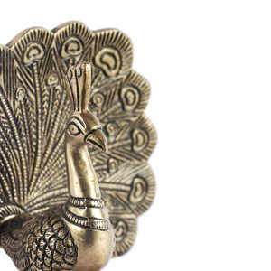 Sculpture de paon dansant en laiton, blanc antique - Product Image 2