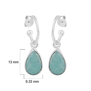 Natural Amazonite 925 Sterling <b>Silver</b> Cushion <b>Dangle</b> Hook <b>Earrings</b> Handmade Gemstone Wholesale Jewelry for Women - Product Image 4