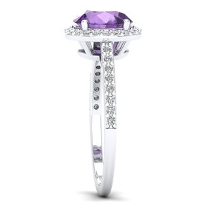 Bague REYES en argent sterling 925 avec améthyste taille ronde de 1,75 carat et moissanite certifiée GRA – Cadeau de mariage, bijoux raffinés - Product Image 3