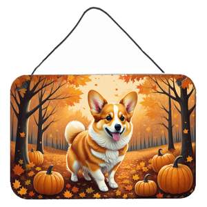 Multicolore New Corgi Fall Wall Door Hanging Prints Aluminum Metal Kitchen Wall Bar Bathroom Plaque Home Decor 8HX12W - Product Image 1