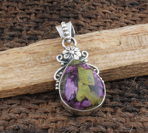 Colgante de Zoisita Rubí Natural, Collar de Plata de Ley 925, Cristal Curativo de Anyolita, Piedra Energética para el Chakra del Corazón, para Mujer, Venta al por Mayor - Product Image 3