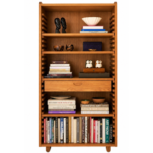 Luxury Contemporary Teak Wood Bookshelf with Adjustable Shelving - Product Image 1
