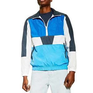 Veste coupe-vent pour homme en polyester décontractée, imperméable, respirante, poignets élastiques, couleur patchwork personnalisée, veste coupe-vent en nylon - Product Image 1