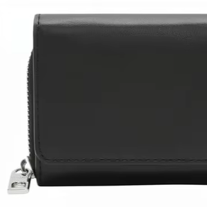 Porte-monnaie court en cuir Crazy Horse marron foncé vintage fait main pour femme avec fermeture éclair RFID et poche à monnaie - Product Image 1