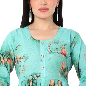 ARABIC ELEGANT FLORAL PRINTED FRONT BUTTONED STYLISH CASUAL <b>KAFTAN</b> JALABIYA ABAYAS DRESSES - Product Image 3