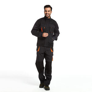 Overol de Trabajo Unisex Negro de Alta Visibilidad con Detalles Naranjas, Retardante de Llama, Resistente a la Abrasión, Uniforme de Poliéster de Manga Larga de Seguridad - Product Image 2