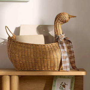 Exquisita Cesta de Mimbre con Forma de Cisne, Majestuosa Cesta de Almacenamiento con Forma de Animal, Muebles para Cuarto de Bebé, Organizador de Estilo Boho - Product Image 1
