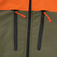 Veste de chasse softshell à capuche verte et orange, coupe-vent imperméable, plusieurs fermetures éclair, ensemble pantalon, vêtements de chasse safari OEM