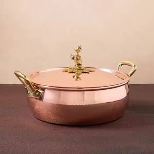 Casserole de luxe en acier inoxydable antiadhésive, chauffe-plat, avec poignée à bouton argenté, diamètre 33 cm, compatible lave-vaisselle, pour hôtels - Product Image 6