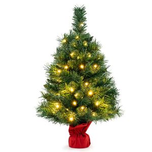 24-Inch Mini Pre-Lit Fir Christmas <b>Tree</b> Small <b>Tabletop</b> Xmas <b>Tree</b> - Product Image 1