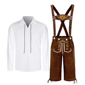 Conjunto de Disfraz Bávaro Alemán para Hombre, para Oktoberfest, Fiesta de Halloween, Festival de Cerveza, Traje Tradicional Alpino, Pantalones Cortos Sólidos para Eventos - Product Image 3