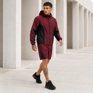 Ensemble veste coupe-vent et short en nylon léger pour homme, personnalisé en usine, fabricant de survêtements en nylon et polyester - Product Image 3
