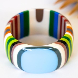 Deep Navy Blue Resin Craft Bangle Handmade Glossy <b>Bracelet</b> <b>for</b> <b>Women</b> Modern Fashion Jewelry Statement Wrist Accessory - Product Image 5