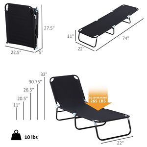 Sdraio Pieghevole da Piscina con 5 Livelli di Reclinazione, Telaio in Acciaio, per Prendere il Sole all'Aperto - Product Image 3