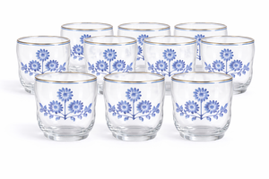 Pot à bougie en verre peint à la main Blue Blossom, parfait pour les salons, les chambres, les restaurants, les spas, les mariages et les fêtes. - Product Image 2