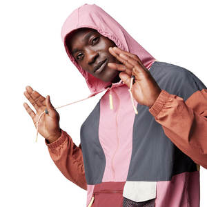 Vestes coupe-vent en toile pour hommes de haute qualité - Vestes à capuche durables avec blocs de couleur et logo personnalisable sur le devant pour un usage quotidien - Product Image 2