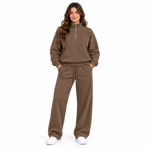 Ensembles de survêtements amples pour femmes, tricotés, épais et doux, pour l'automne et l'hiver, comprenant un pull et un pantalon long, style décontracté, 2 pièces - Product Image 1