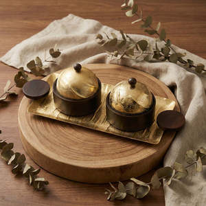 Luxury Polished Gold Metal Dome Lid Serving Bowl Set for Party Dry Fruit Candy Nut Serving Collection Wholesale - Product Image 1