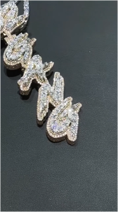 Colgante de Moissanita Personalizado con Certificado GRA, Nombre Personalizado, Plata 925, Totalmente VVS, Estilo Hip Hop - Product Image 2