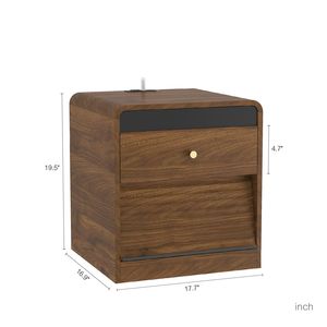 Smart Nightstand with <b>LED</b> Night Light and Charging Station <b>Bedside</b> Storage Cabinet <b>Table</b> with Bed - Product Image 6
