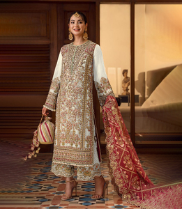 Ensemble de vêtements ethniques indiens pour femmes, 3 pièces, non cousu, en soie, Kurti, Kurta, Kameez, Salwar, tissu lourd, style pakistanais, fantaisie indienne - Product Image 1