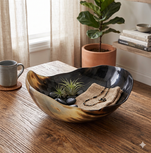 Tazón de Cuerno de Búfalo Pulido, Hecho a Mano, Tazón para Ensalada Artesanal, Vajilla Ecológica y Sostenible, Decoración para Cocina y Hogar - Product Image 4