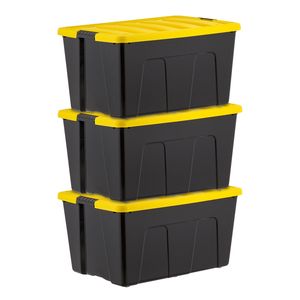 94 Qt. Contenitori con Coperchi - Set da 3, Contenitori Impilabili per Casa, Garage e Articoli Stagionali - Durevoli e Sicuri - Product Image 1