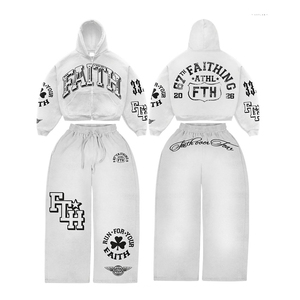 Conjunto Deportivo Informal Transpirable con Estampado, Sudadera con Cremallera Completa y Pantalones, 100% Algodón, Corte Regular, Unisex, para Adultos, Invierno - Product Image 2