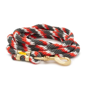 Corde de trelage pour chevaux en nylon, motif zigzag rouge, noir et blanc, avec mousqueton en métal doré, corde de trelage en poly pour chevaux - Product Image 5