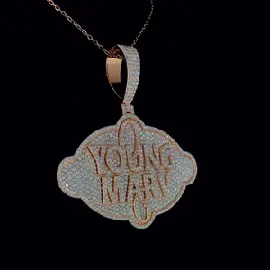 Collier pendentif en moissanite couleur or rose avec breloque lettre, bijou ovale étincelant pour le quotidien - Product Image 1