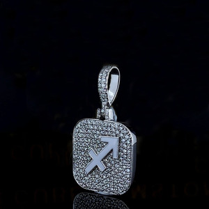Pendentif flèche personnalisé en moissanite taille ronde, en argent sterling 925, unisexe, style hip-hop, bijoux glacés pour cadeaux - Product Image 3
