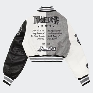 Ladies Embroidered Varsity Leather Jacket Wool Body Genuine Leather OEM ODM Factory Sample Service Available New - Product Image 5