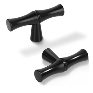 Poignées de meuble noir mat vintage rétro en alliage de zinc massif, bouton de tiroir de luxe à trou unique pour commode, quincaillerie - Product Image 1