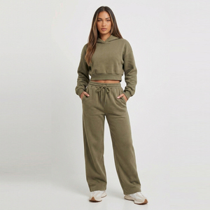 Women Tracksuit Joggers Crop Hoodie /Women's Baggy Copped Tracksuits Oversize Pullover Cropped Hoodie & Sweatpants Sets - Product Image 5