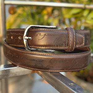 Ceinture en cuir véritable de vachette de qualité supérieure avec boucle à ardillon de style western, broderie personnalisable, design sur mesure, 3,5 cm - Product Image 1