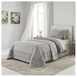 Hand Block Printed Cotton Kantha Twin Bedspread <b>Throw</b> 150x220 cm Hand Embroidered Indian Handmade Quilt Boho Home Textile Export - Product Image 1
