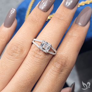 2CT Asscher Lab Diamond Engagement <b>Ring</b> <b>Split</b> Shank Pave Band 10K White Gold IGI Certified - Product Image 5